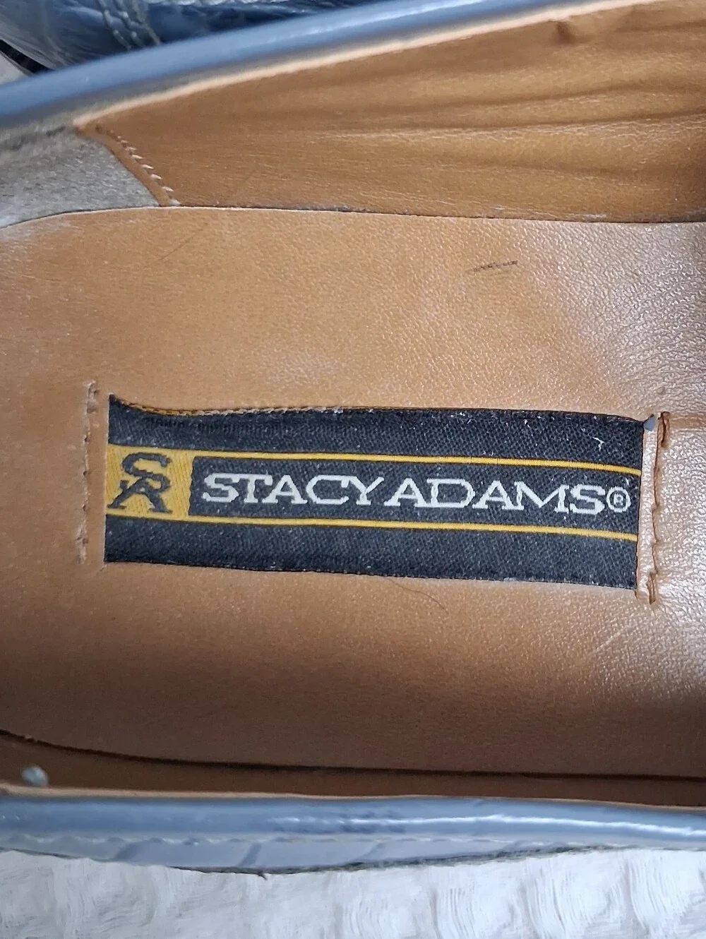 Stacy Adams Men's Croc Embossed Leather & Snakeskin Loafer Size 8 Dusty Blue